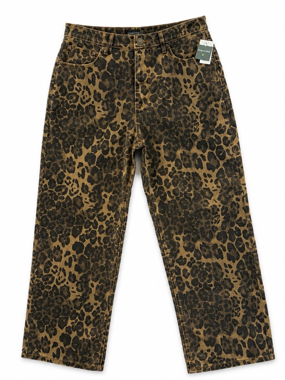 RSQ 32x30 Wide Leg Cheetah Jeans NWT Bold Streetwear Y2K Retro Trend Denim